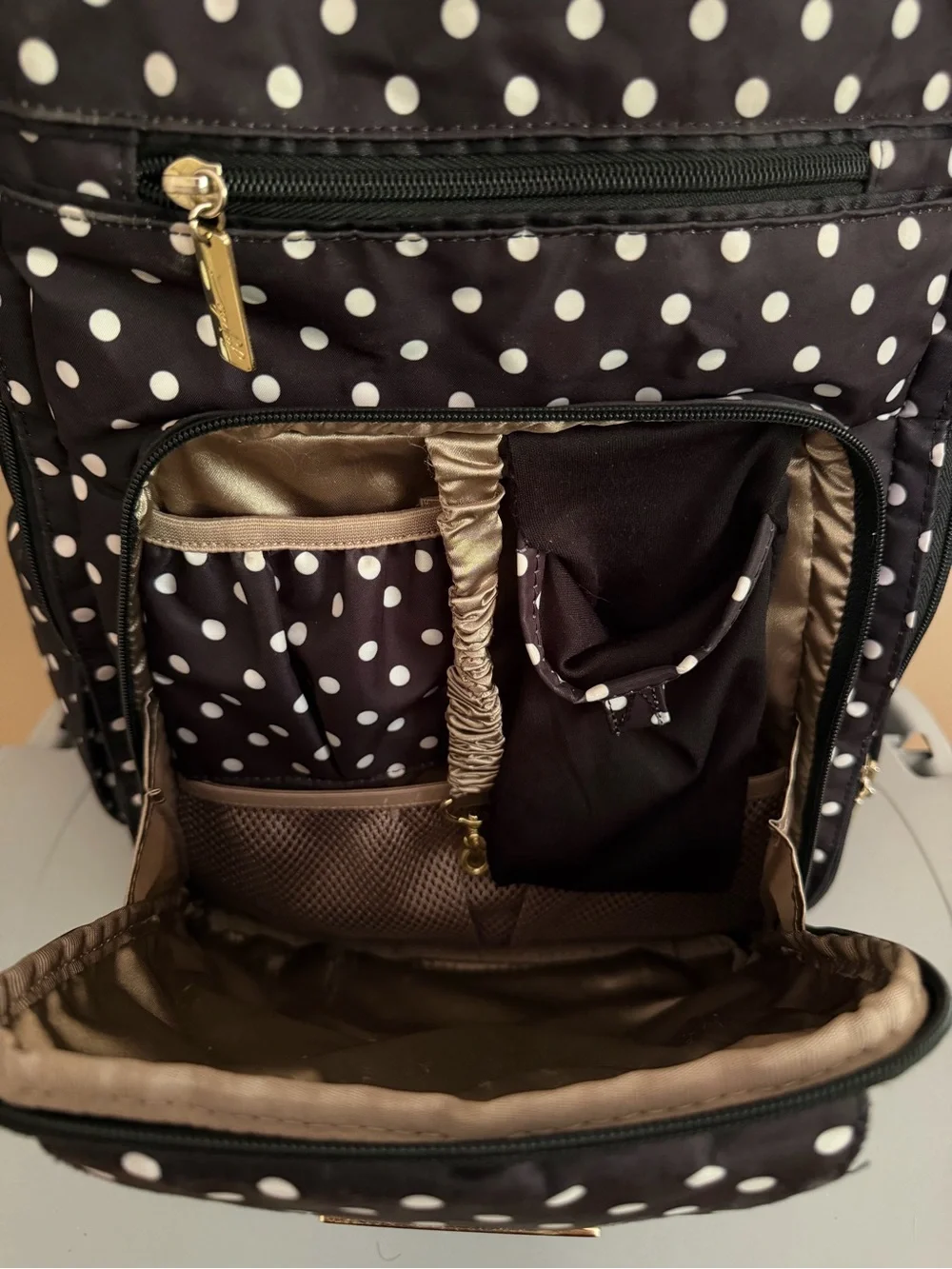Ju-Ju-Be Black and White Polka Dot Diaper Backpack